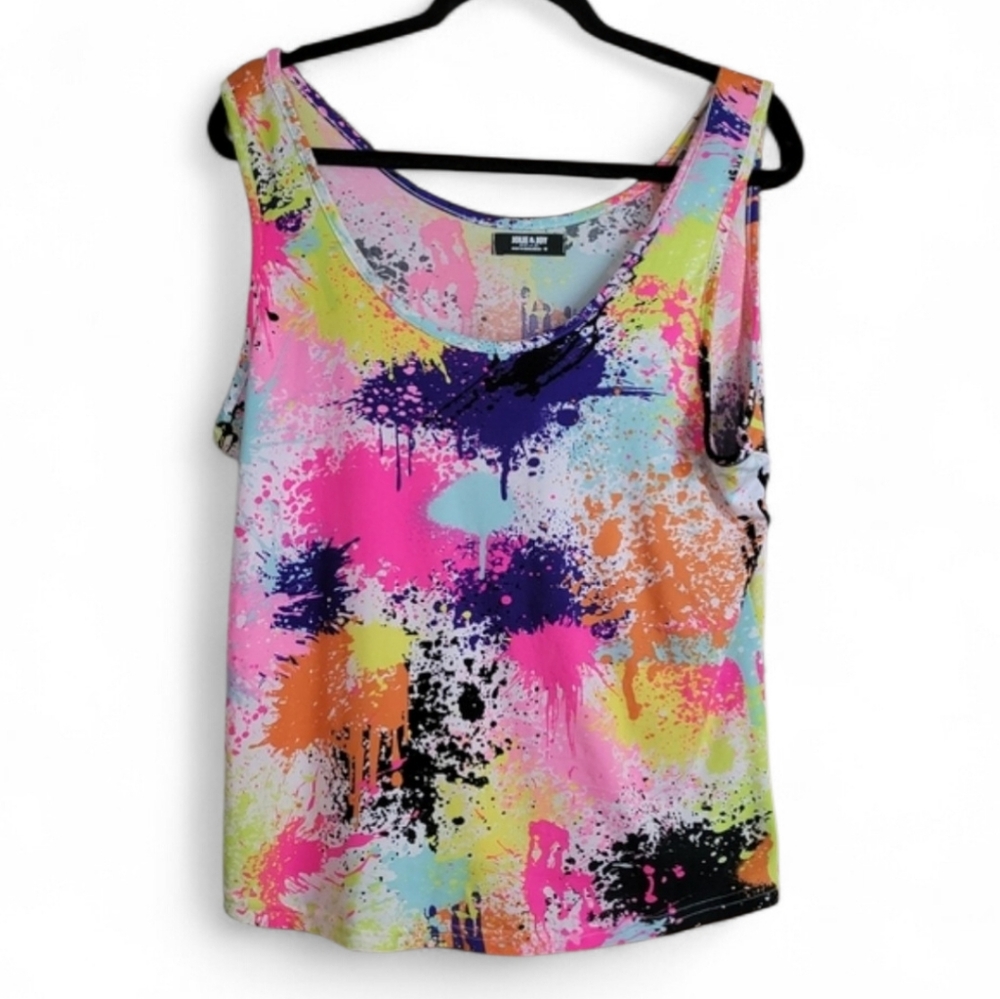 Pink and Orange Sleeveless Graphic Tank Top #16